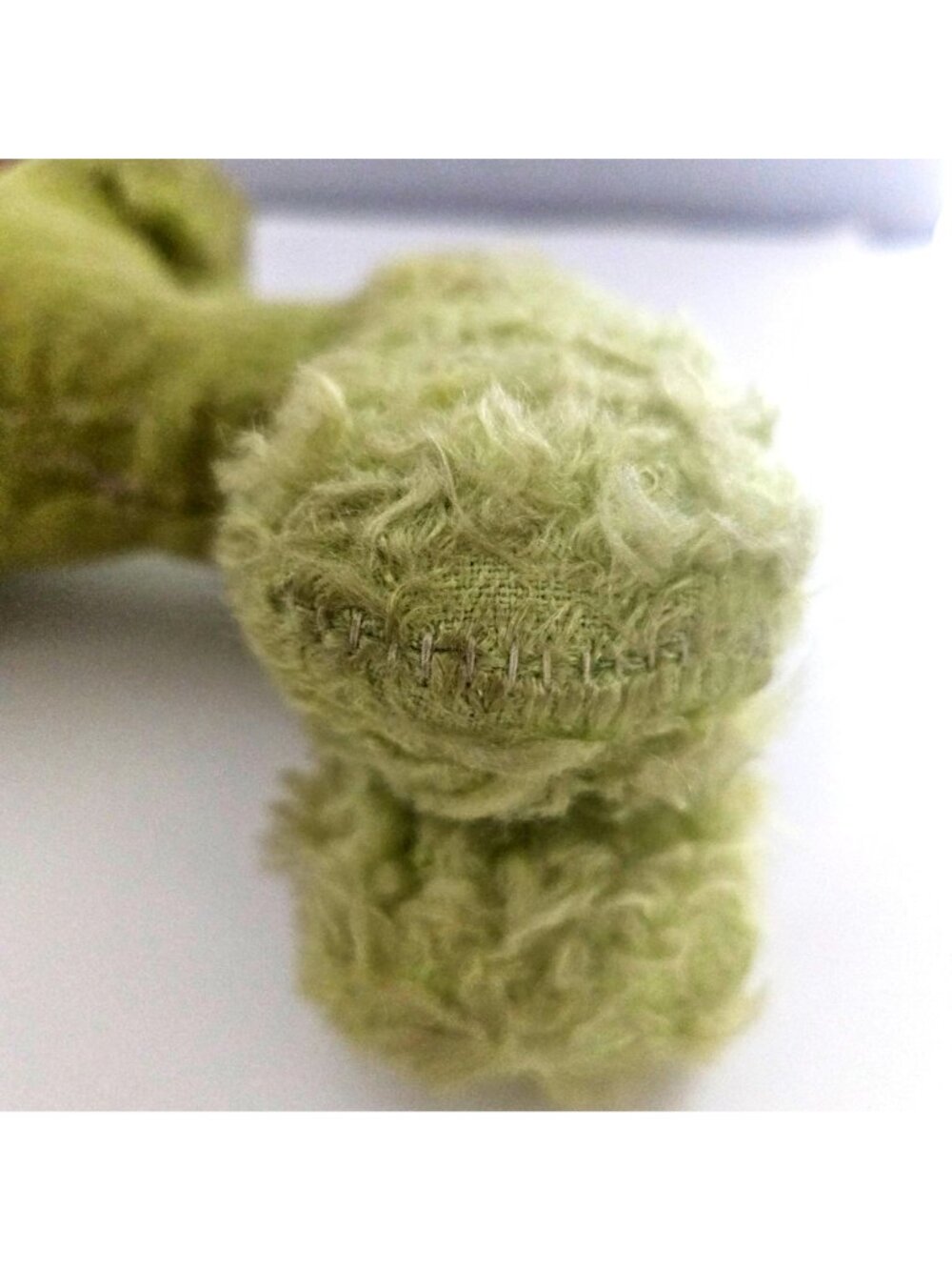 Vintage Rubber Face Dog Plush Toy Green Shaggy Fabric Mid-Century Style Hand-Sti - Picture 5 of 8